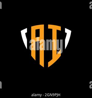 Logo ai avec modèle de conception de forme orange blanc blindé isolé sur fond noir Illustration de Vecteur