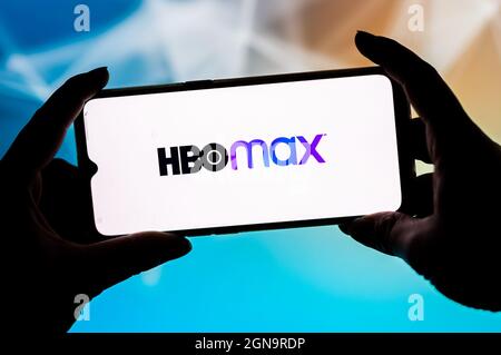 Pologne. 23 septembre 2021. Sur cette photo, un logo HBO Max apparaît sur un smartphone. (Image de crédit : © Mateusz Slodkowski/SOPA Images via ZUMA Press Wire) Banque D'Images