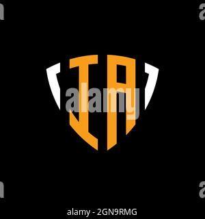 Logo IA avec modèle de conception de forme orange blanc blindé isolé sur fond noir Illustration de Vecteur