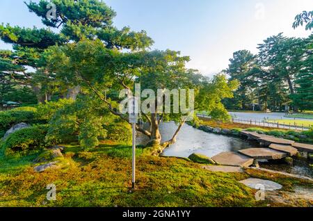 Kanazawa, Parc de la ville, traditionnel, jardin japonais, arbres, pittoresque, paysage, serein, tranquille Banque D'Images