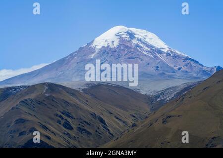 Gros plan du pic de neige, El Chimborazo, equateur, andes, montagnes andines Banque D'Images