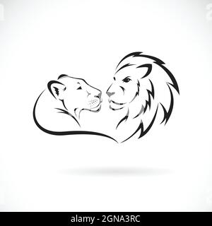 Motif lion mâle et lion femelle sur fond blanc. Animaux sauvages. Logo ou icône Lion. Illustration vectorielle superposée facile à modifier. Illustration de Vecteur