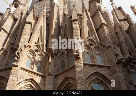 Photo en téléobjectif d'une façade de l'église du Temple de la famille Sacrée (sagrada Familia) Banque D'Images