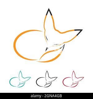 Image vectorielle du renard orange endormi. Illustration vectorielle superposée facile à modifier. Animaux sauvages. Illustration de Vecteur