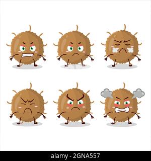 Bêta coronavirus personnage de dessin animé avec diverses expressions en colère. Illustration vectorielle Illustration de Vecteur