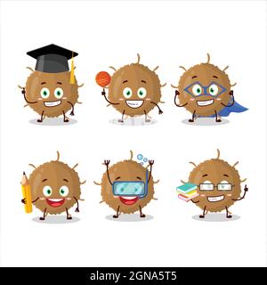 Élève d'école de bêta coronavirus personnage de dessin animé avec diverses expressions. Illustration vectorielle Illustration de Vecteur