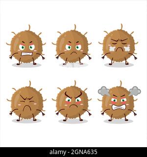 Bêta coronavirus personnage de dessin animé avec diverses expressions en colère. Illustration vectorielle Illustration de Vecteur