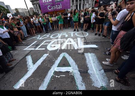 Campagne pour l'avortement légal devant le Congrès national à Buenos Aires, Argentine Banque D'Images