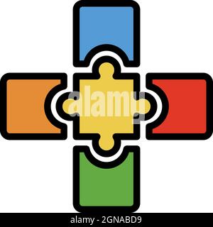 Icône de combinaison de scie sauteuse. Contour de la combinaison de puzzle vecteur icône couleur plat isolé Illustration de Vecteur