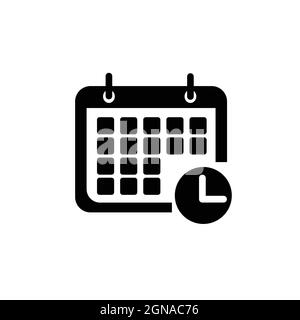 Icône de rappel de calendrier, illustration du calendrier avec symbole d'horloge Illustration de Vecteur