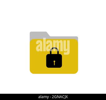 Icône de dossier protégé isolée sur fond blanc, symbole de protection de dossier Illustration de Vecteur