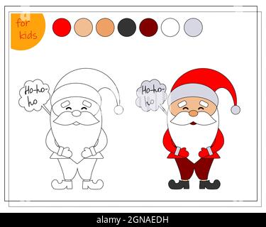 livre de coloriage pour enfants, dessin animé santa. vecteur isolé sur fond blanc. Illustration de Vecteur