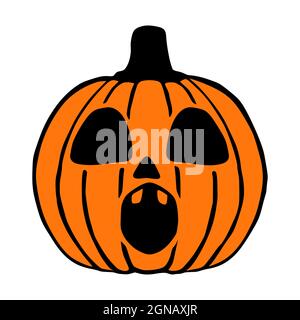 Jack O Lantern surprise art dessiné à la main, halloween citrouille isolé Illustration de Vecteur