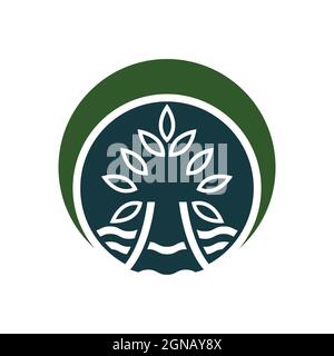 Motif icône de modèle de logo de vecteur de feuille d'arbre Banque D'Images