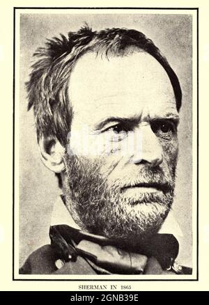 Portrait de William Tecumseh Sherman (8 février 1820 – 14 février 1891) était un soldat, un homme d'affaires, un éducateur et un auteur américain. Il a servi comme général dans l'Armée de l'Union pendant la guerre civile américaine (1861-1865), En reconnaissant son commandement de stratégie militaire ainsi que ses critiques pour la sévérité des politiques de la terre brûlée qu'il a mises en œuvre contre les Etats confédérés. Du livre "la guerre civile à travers la caméra" des centaines de photos vivantes réellement prises en temps de guerre civile, seize reproductions en couleur de célèbres peintures de guerre. Le nouvel historique de texte par Hen Banque D'Images