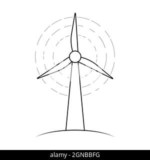 Usine de production d'énergie éolienne moulin à vent, symbole écologique énergie verte Illustration de Vecteur