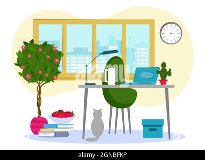 lieu de travail à la maison. décoration de la chambre. illustration vectorielle isolée sur fond blanc. mini-espace de concept freelance Illustration de Vecteur