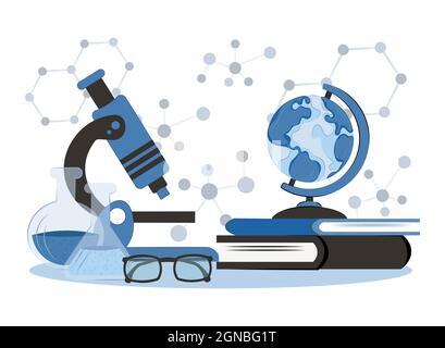 Idée de concept en médecine, soins de santé. Le concept de l'éducation moderne, le succès de la recherche. Illustration vectorielle plate eps10 Illustration de Vecteur