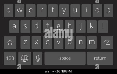Modèle de clavier de téléphone mobile. Clavier QWERTY vectoriel pour smartphone. Police de l'écran tactile de l'interface utilisateur numérique Illustration de Vecteur