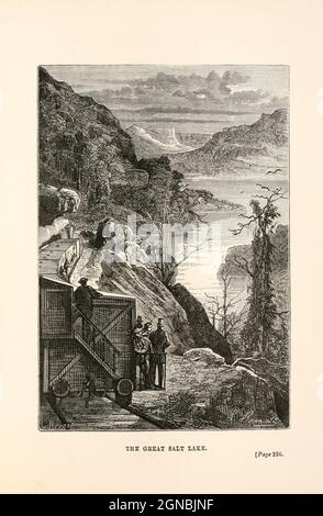 Le Grand Lac salé. Du livre ' autour du monde en quatre-vingt jours ' de Jules Verne (1828-1905) traduit par Geo. M. Towle, publié à Boston par James. R. Osgood & Co. 1873 première édition aux États-Unis Banque D'Images