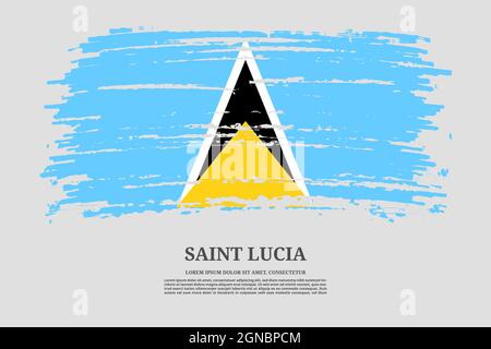 Drapeau Sainte-Lucie avec effet de pinceau et affiche de texte d'information, fond vectoriel Illustration de Vecteur