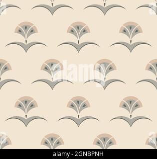 Élégant motif fleuri décoratif sans couture dans la palette de couleurs beige. Forme géométrique de la fleur, de la feuille, du coeur. Rose clair couleur facile à modifier Illustration de Vecteur