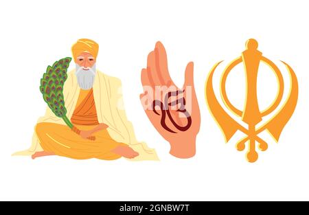 gourou nanak jayanti icônes Illustration de Vecteur