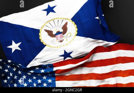 Drapeau du vice-chef des opérations navales des États-Unis avec un drapeau des États-Unis d'Amérique comme symbole d'un lien entre eux, 3 Banque D'Images