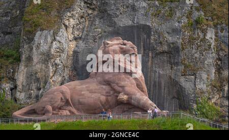 Belfort, France - 09 04 2021 : le Lion de Bartholdi Banque D'Images