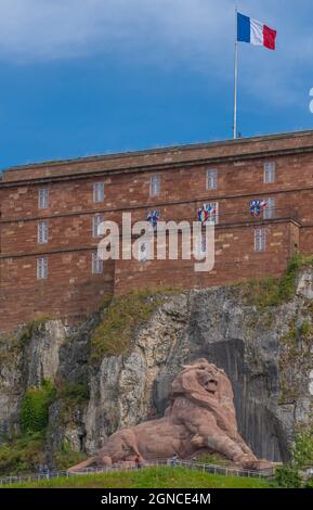 Belfort, France - 09 04 2021 : le Lion de Bartholdi Banque D'Images