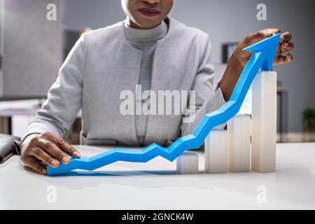 Accélération du graphique de croissance des ventes. Graphique à barres 3D Banque D'Images