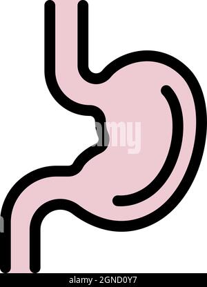 Icône estomac sain. Contour sain estomac vecteur icône couleur plat isolé Illustration de Vecteur