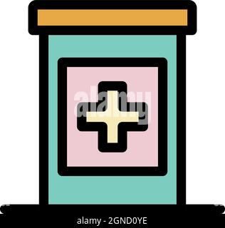 Icône Pills jar. Outline Pills jar vecteur icône couleur plat isolé Illustration de Vecteur