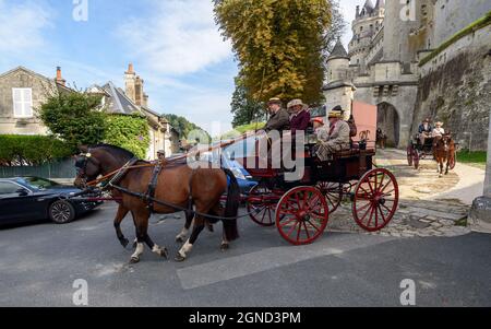 Présentation de calèches d'époque dans le château de Pierrefonds à l'occasion des Journées européennes du patrimoine. Banque D'Images