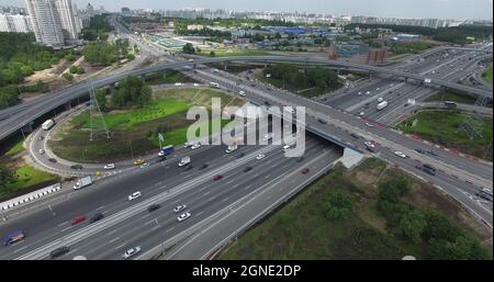 Infrastructure de transport à Moscou, vue aérienne Banque D'Images