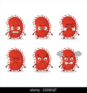 Picornaviridae personnage de dessin animé avec diverses expressions en colère. Illustration vectorielle Illustration de Vecteur