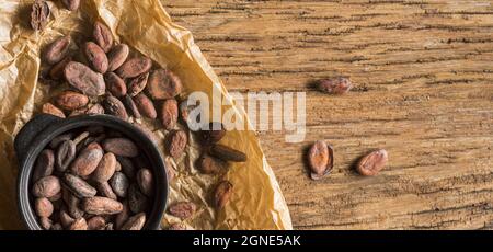 déposez le pot de cacao à plat. Haute qualité et résolution magnifique concept de photo Banque D'Images