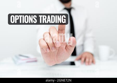 Légende de texte présentant Options Trading. Photo conceptuelle différentes options pour faire des biens ou des services répartis dans le monde entier présentant la communication Banque D'Images