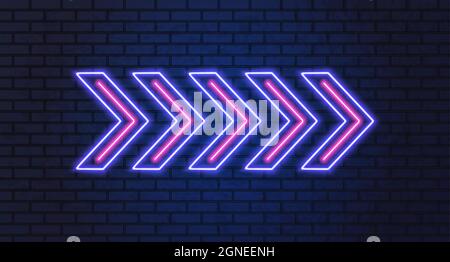 Panneau mural de la lampe avec flèche au néon Illustration de Vecteur