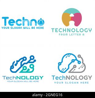 Logo Technology Rocket Cloud Storage Tech Connection Illustration de Vecteur