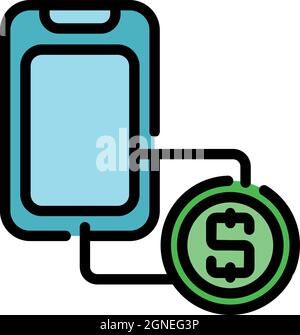 Icône de paiement TV interactif. Contour interactif tv vecteur de paiement icône couleur plat isolé Illustration de Vecteur