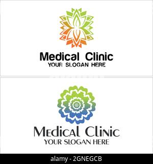 Clinique médicale moderne fleur nature logo design Illustration de Vecteur