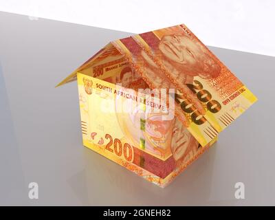 Rendu 3d de la maison de rand sud-africaine 200 sur fond clair Banque D'Images