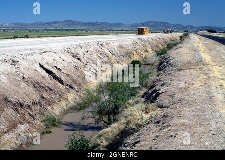 Agriculture irriguée intensive dans les vallées impériales et Coachella, dans le sud de la Californie. Banque D'Images