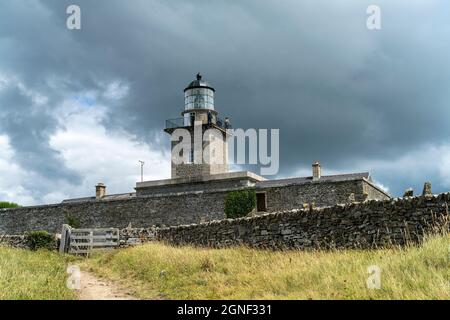 Leuchtturm am Cap de Carteret, Barneville-Carteret, Normandie, Frankreich | Phare de Cap de Carteret, Barneville-Carteret, Normandie, France Banque D'Images