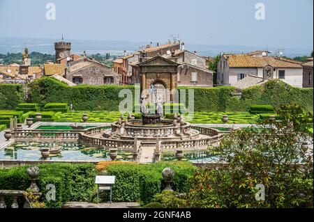 Le jardin manneriste de surprise à Bagnaia, Viterbo, dans le centre de l'Italie, attribué à Jacopo Barozzi da Vignola Banque D'Images