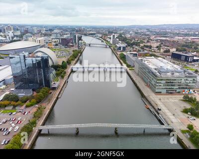 Vues aériennes du site de la conférence et du sommet internationaux COP26 sur les changements climatiques qui se tiendra à Glasgow en novembre 2021. Banque D'Images