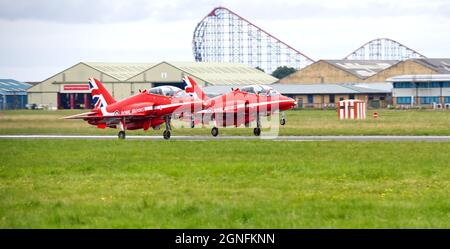 Flèches rouges à l'aéroport de Blackpool Banque D'Images