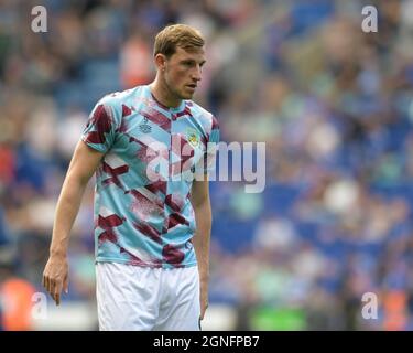 Leicester, Royaume-Uni. 25 septembre 2021. Chris Wood #9 de Burnley s'échauffe avant le match à Leicester, Royaume-Uni le 9/25/2021. (Photo de Simon Whitehead/News Images/Sipa USA) crédit: SIPA USA/Alay Live News Banque D'Images