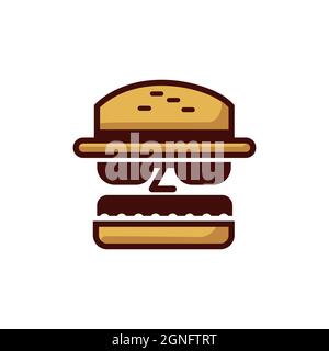 abstrait zombie burger logo icône dessin animé plat concept vecteur graphique conception Illustration de Vecteur